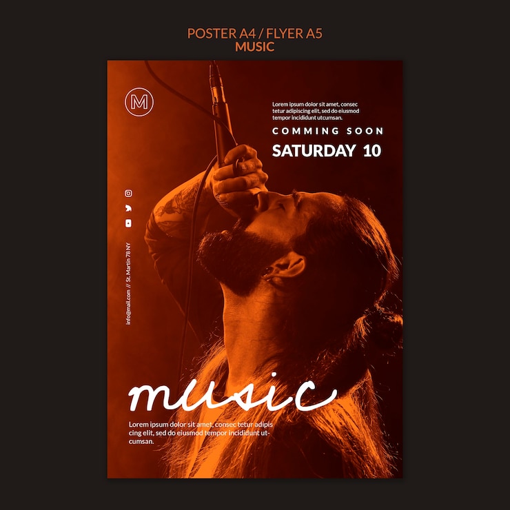 PSD gratuito modello di poster del concerto di musica