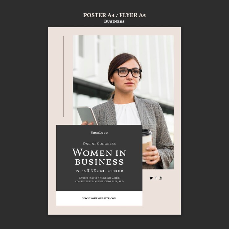 PSD gratuito modello di poster del congresso di donne nel mondo degli affari