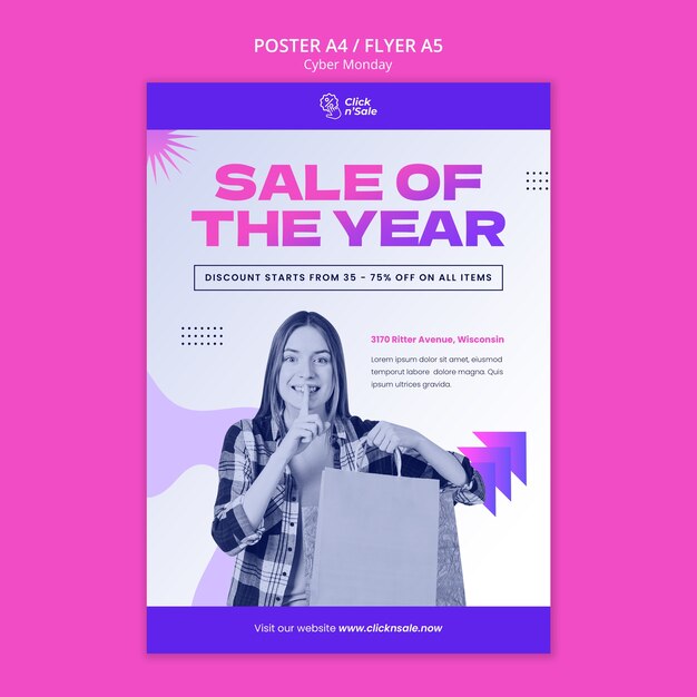 Modello di poster del cyber lunedì sfumato