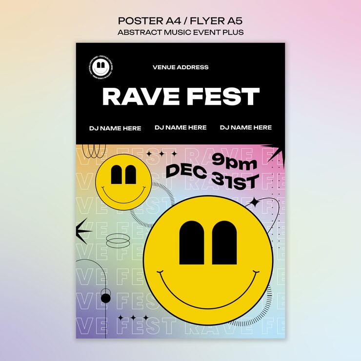 PSD gratuito modello di poster del festival musicale dal design piatto