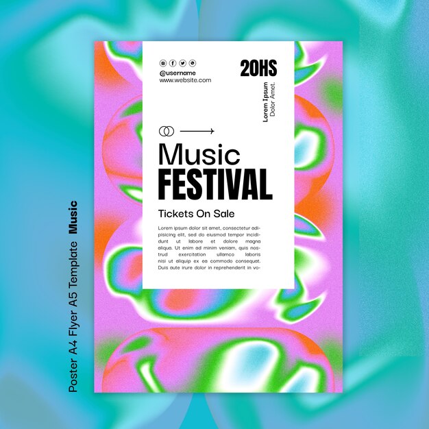Modello di poster del festival musicale dinamico