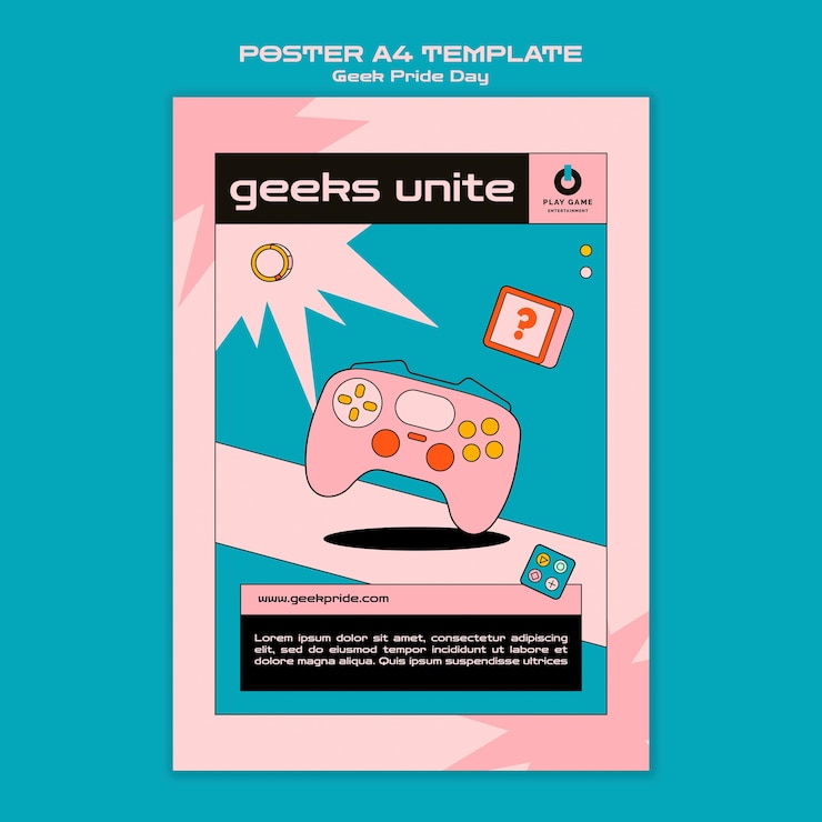 PSD gratuito modello di poster del giorno dell'orgoglio geek