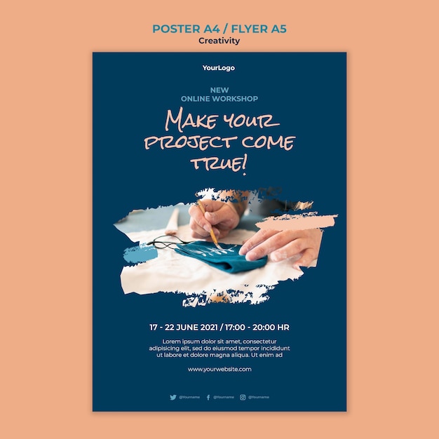 Modello di poster del laboratorio di creatività
