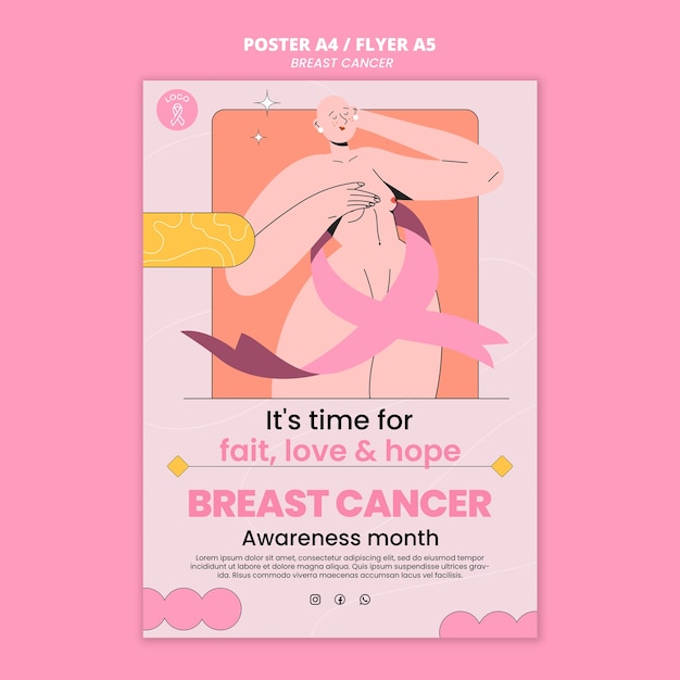 Modello di poster del mese di consapevolezza del cancro al seno