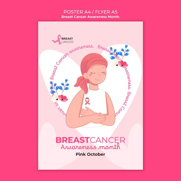 Modello di poster del mese di consapevolezza del cancro al seno