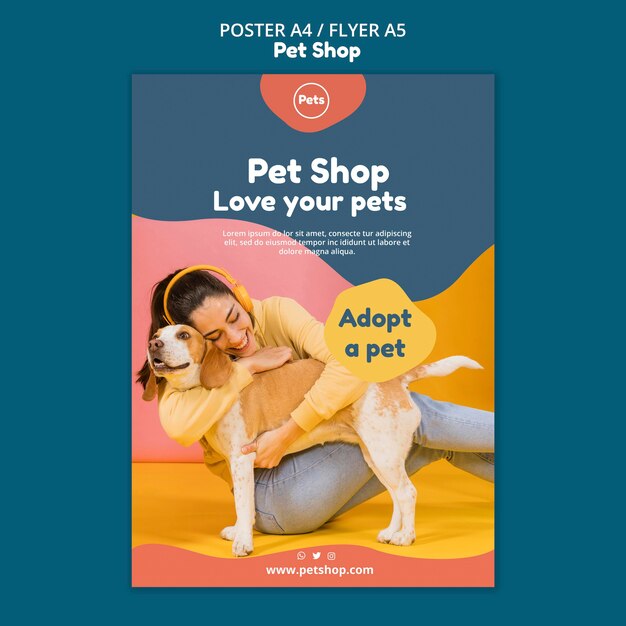 Modello di poster del negozio di animali