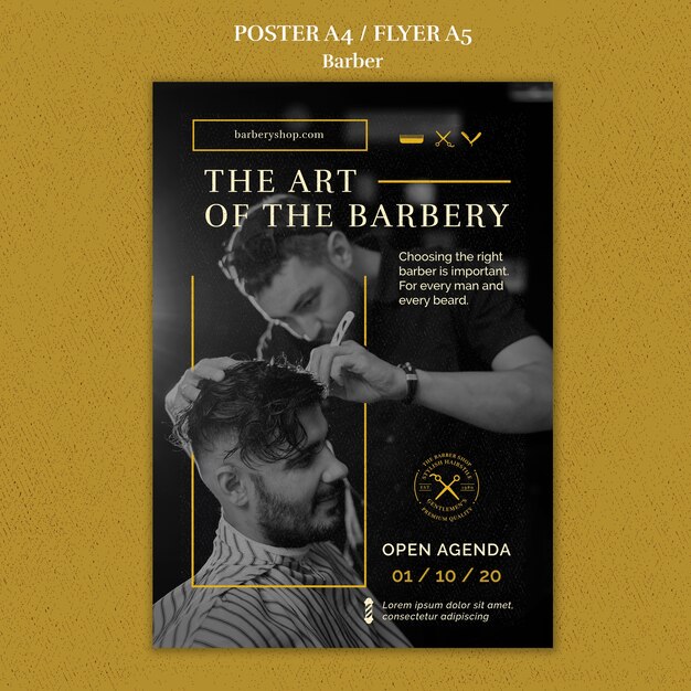 Modello di poster del negozio di barbiere