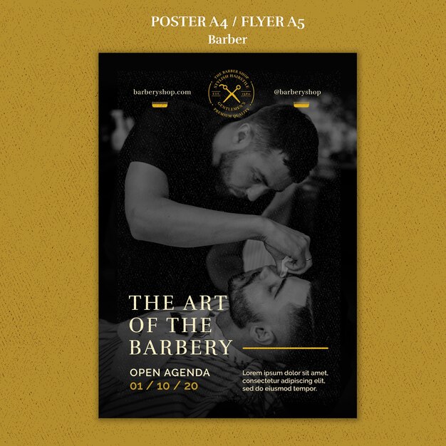 Modello di poster del negozio di barbiere