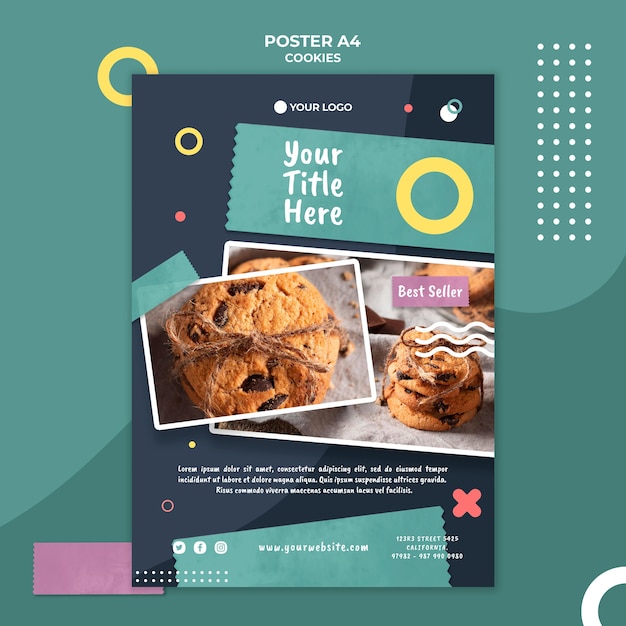 Modello di poster del negozio di biscotti
