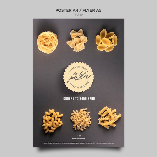 Modello di poster del negozio di pasta