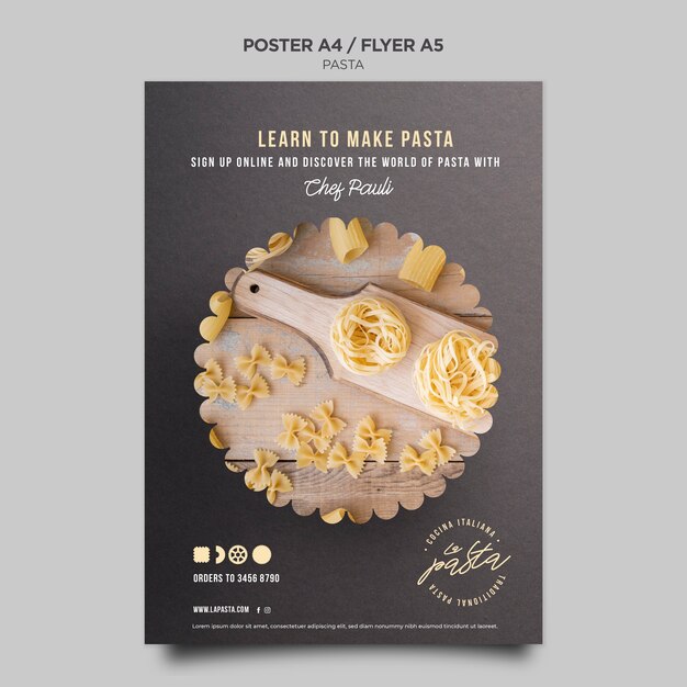 Modello di poster del negozio di pasta