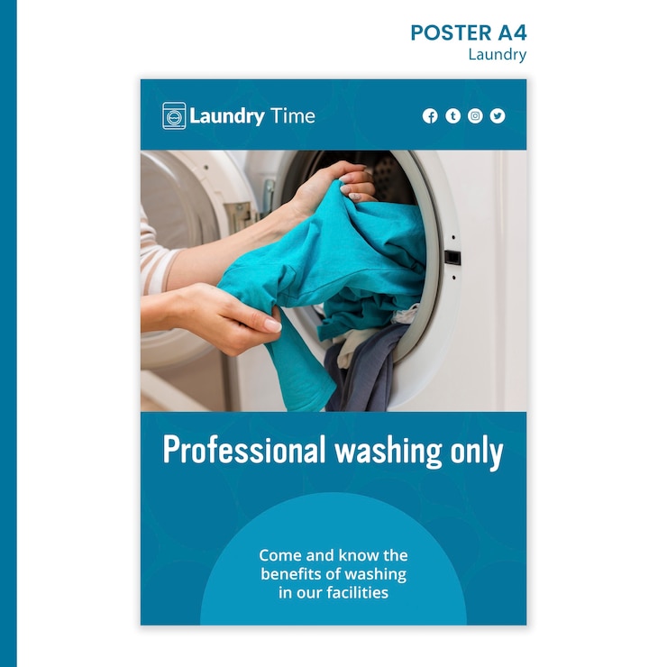 PSD gratuito modello di poster del servizio di lavanderia