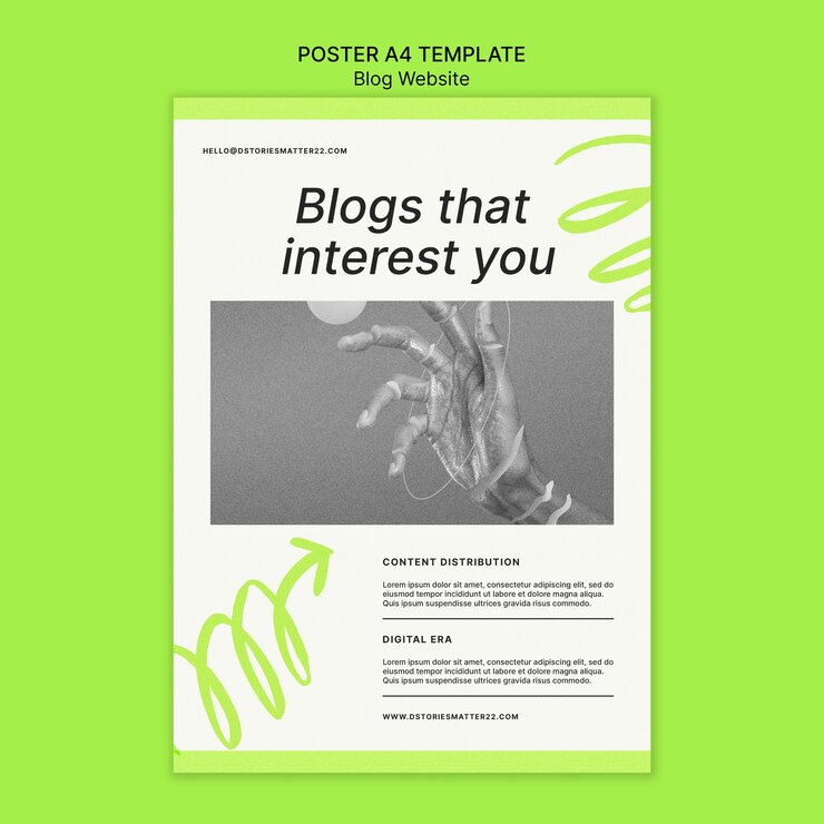 PSD gratuito modello di poster del sito web del blog minimo