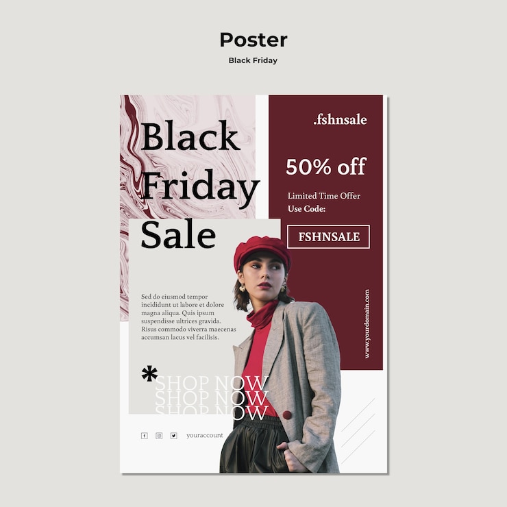 PSD gratuito modello di poster del venerdì nero