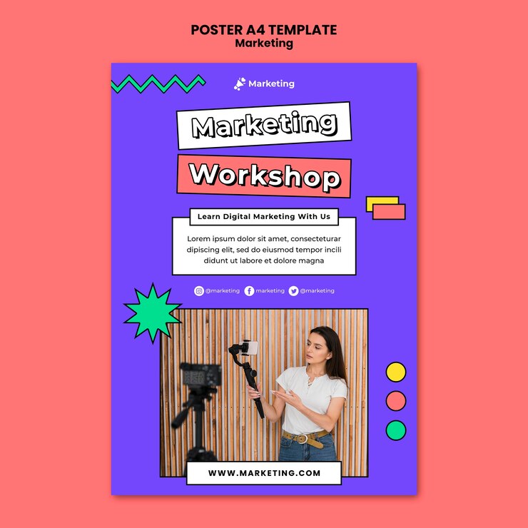 PSD gratuito modello di poster del workshop di marketing