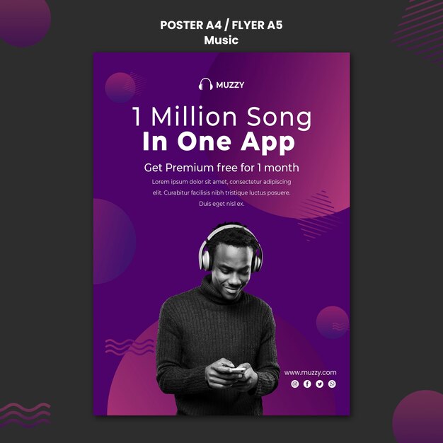 Modello di poster dell'app Songs
