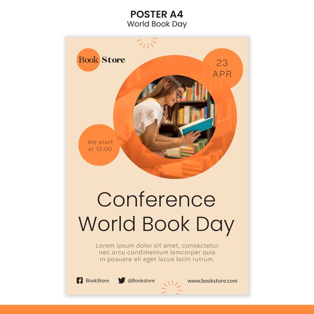 Modello di poster della giornata mondiale del libro