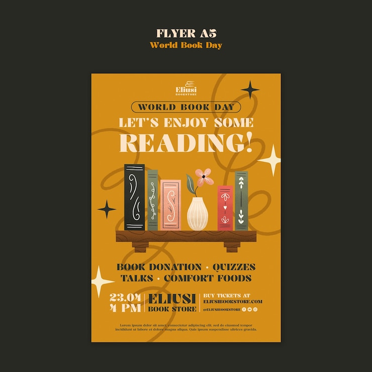 PSD gratuito modello di poster della giornata mondiale del libro