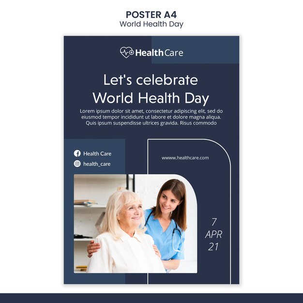 Modello di poster della giornata mondiale della salute con foto