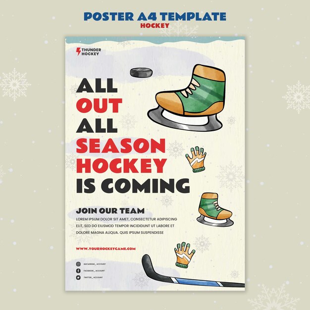 Modello di poster della stagione dell'hockey