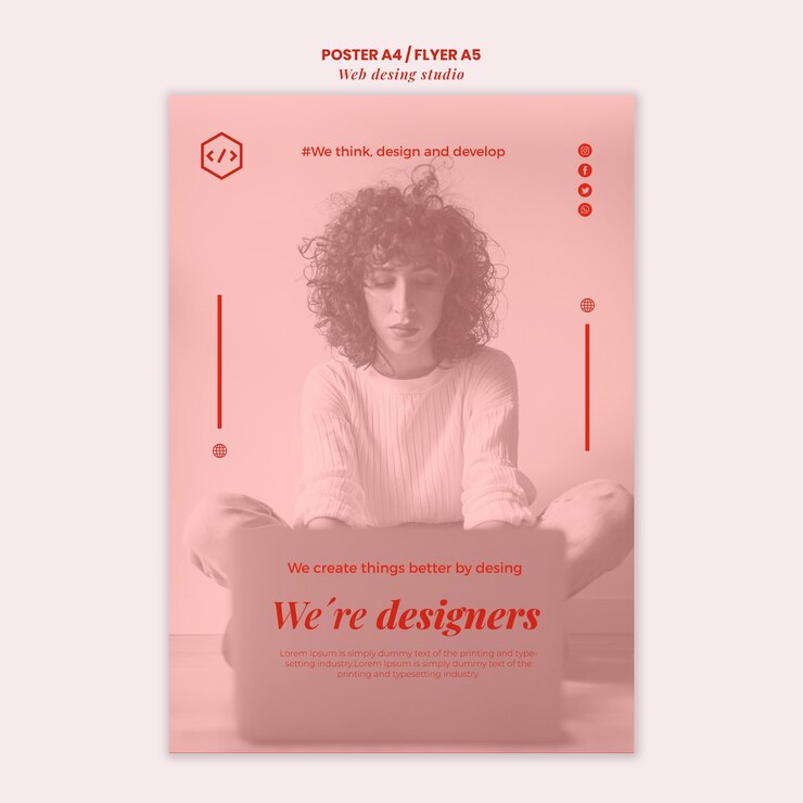 PSD gratuito modello di poster design studio web