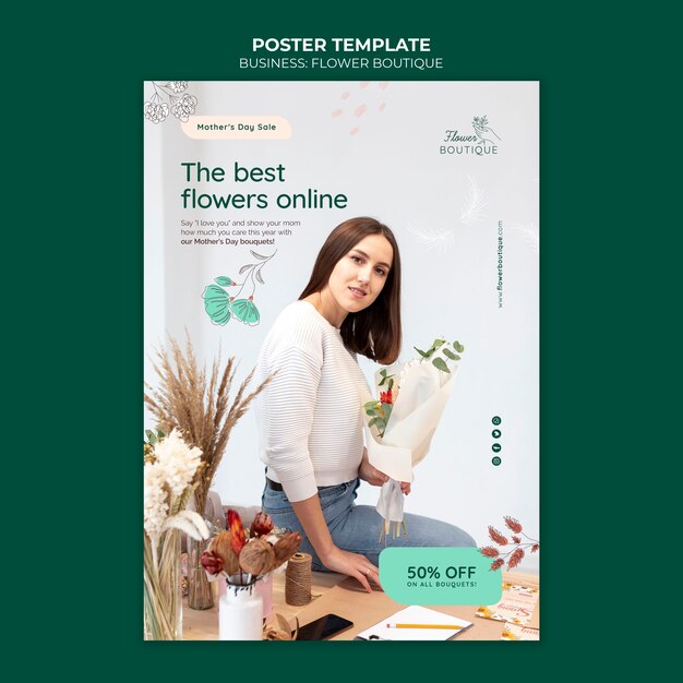 Modello di poster di affari boutique di fiori