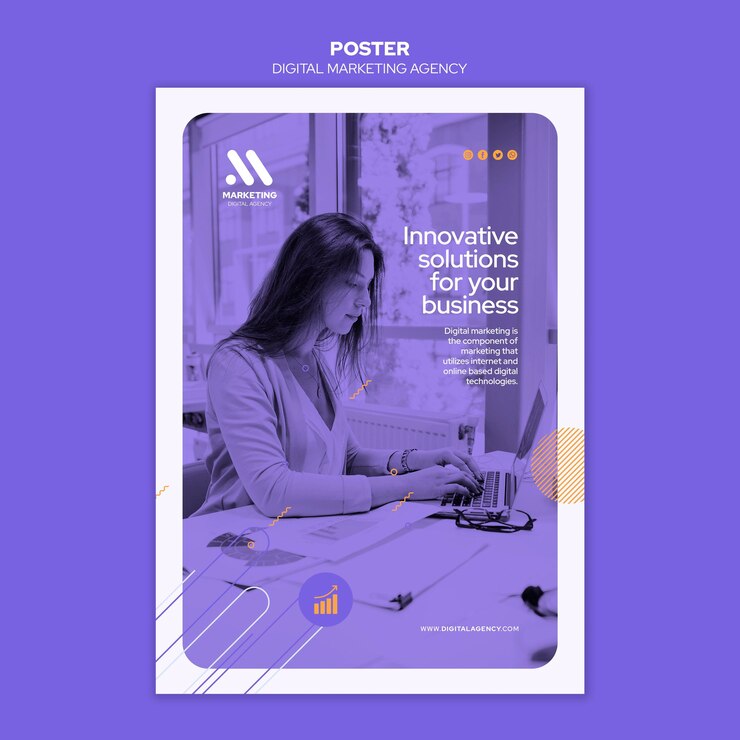PSD gratuito modello di poster di agenzia di marketing digitale