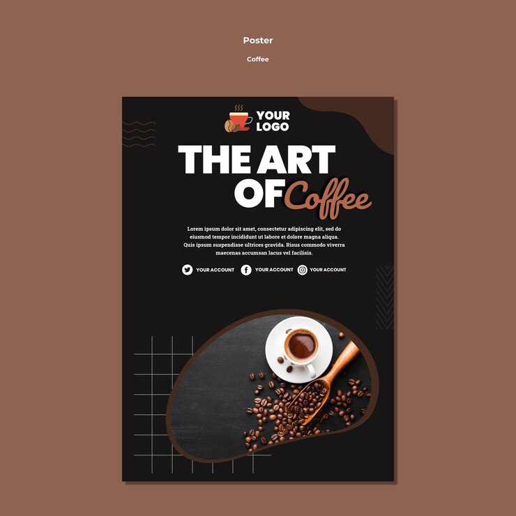 PSD gratuito modello di poster di arte del caffè