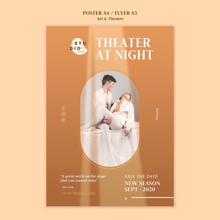 PSD gratuito modello di poster di arte e teatro