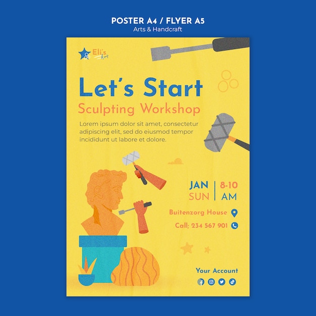 Modello di poster di arti e artigianato