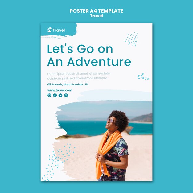 Modello di poster di avventura in viaggio