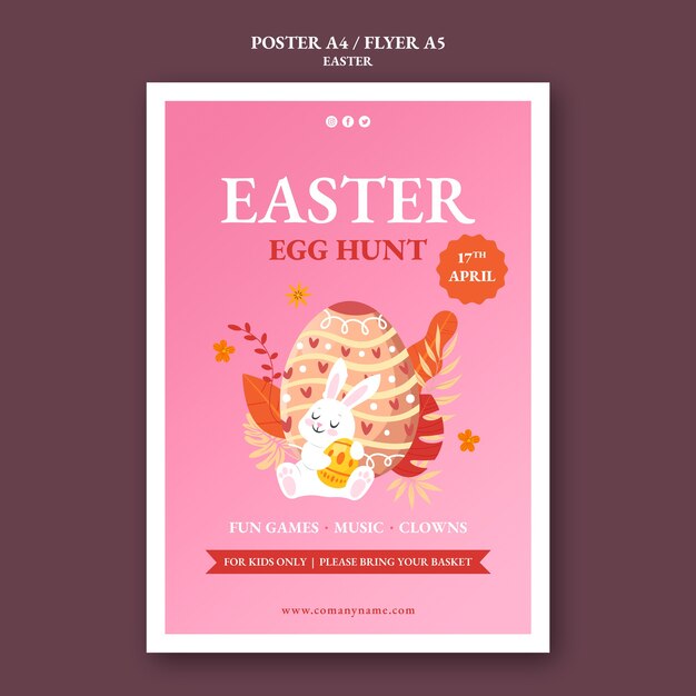 Modello di poster di caccia alle uova di Pasqua