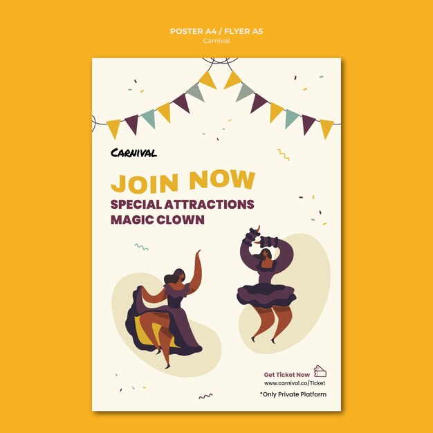 Modello di poster di carnevale illustrato