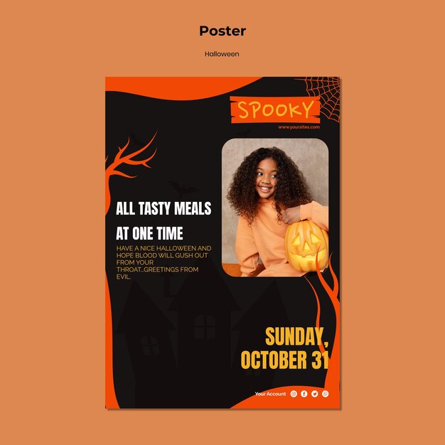 Modello di poster di cibo di Halloween