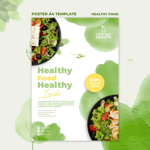 Modello di poster di concetto di cibo sano