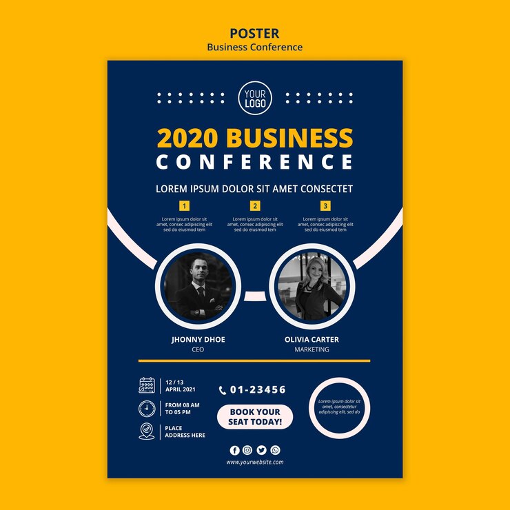 PSD gratuito modello di poster di concetto di conferenza d'affari