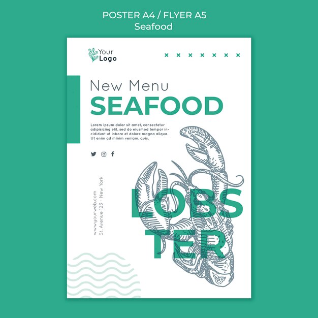 Modello di poster di concetto di frutti di mare