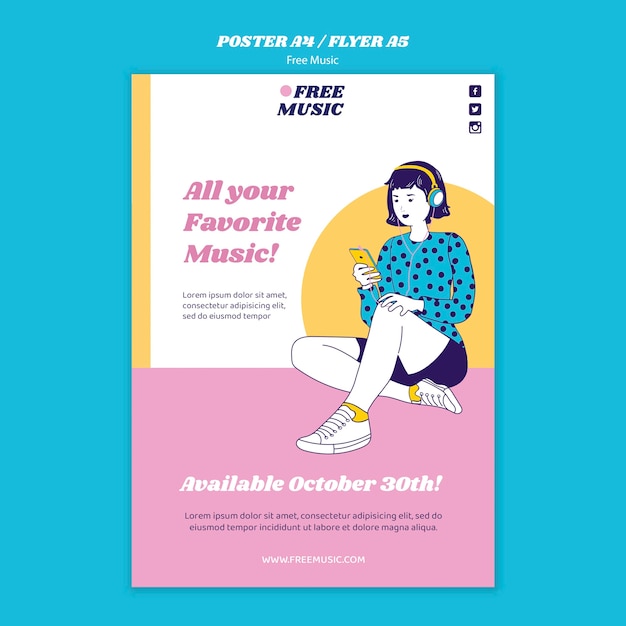 Modello di poster di concetto di musica