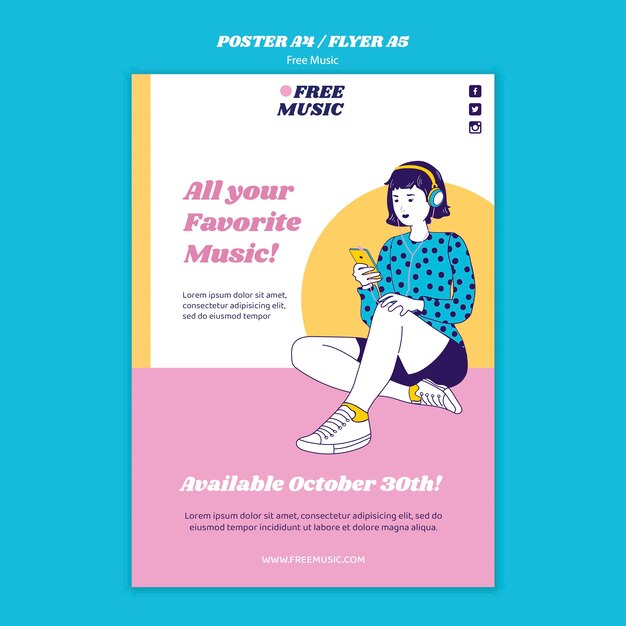 Modello di poster di concetto di musica