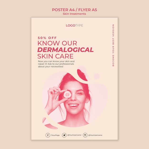 Modello di poster di concetto di trattamento della pelle