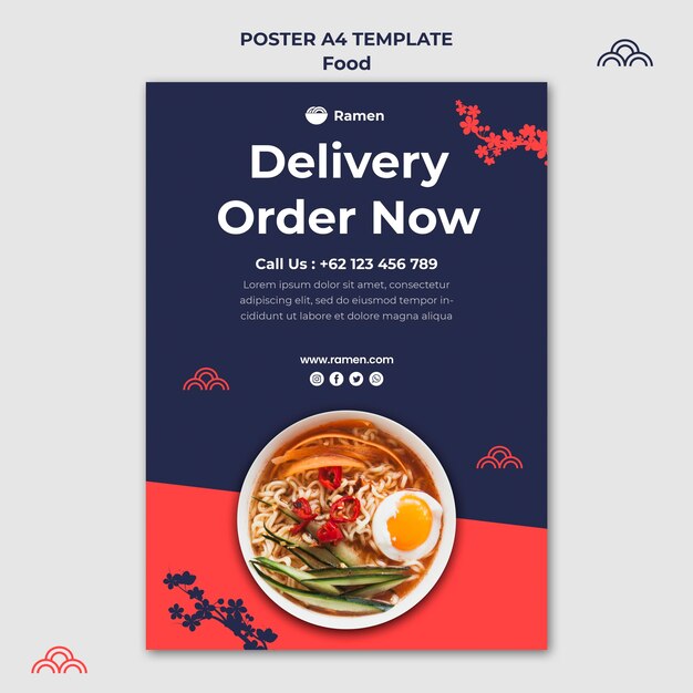 Modello di poster di consegna ramen