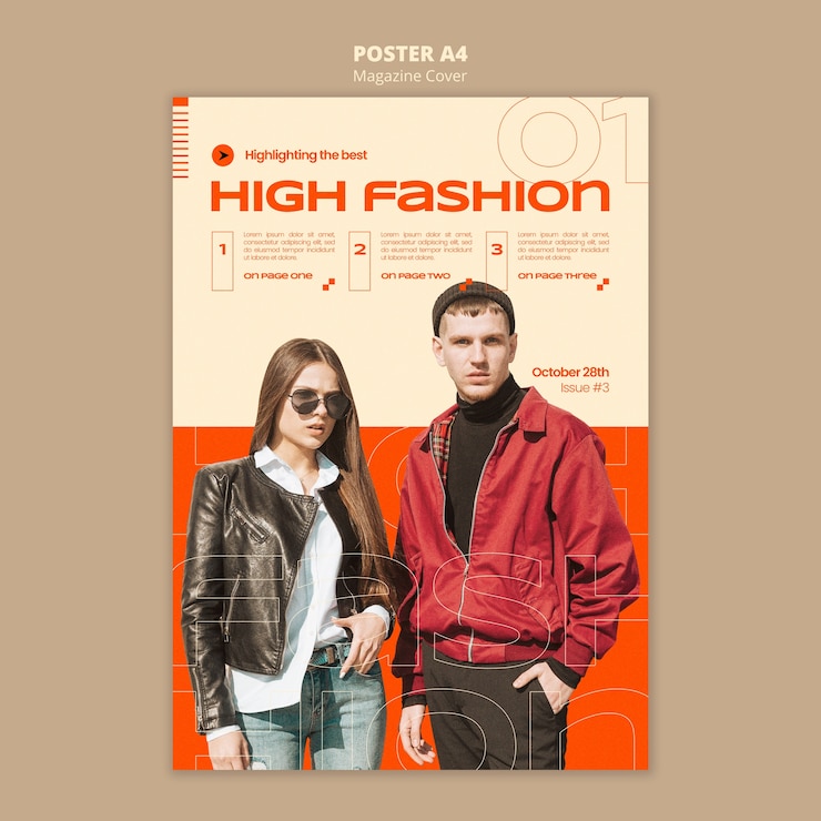 PSD gratuito modello di poster di copertina di una rivista geometrica