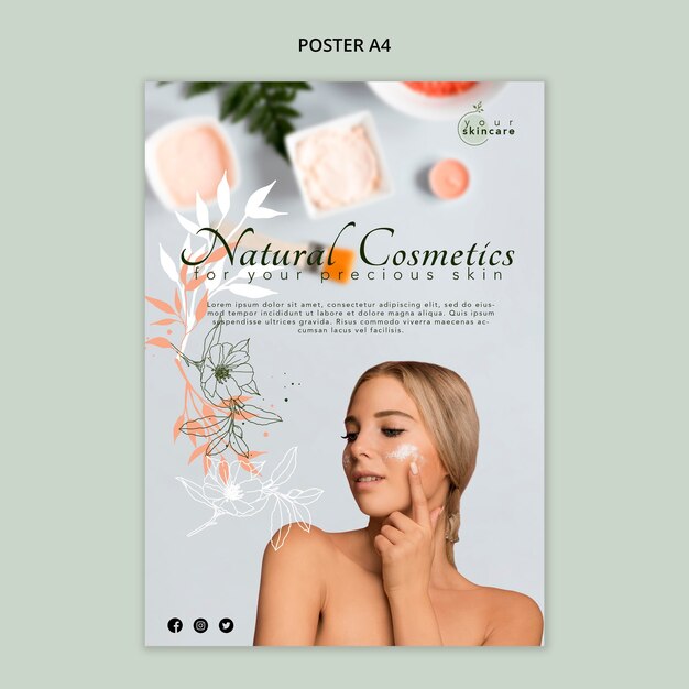 Modello di poster di cosmetici naturali