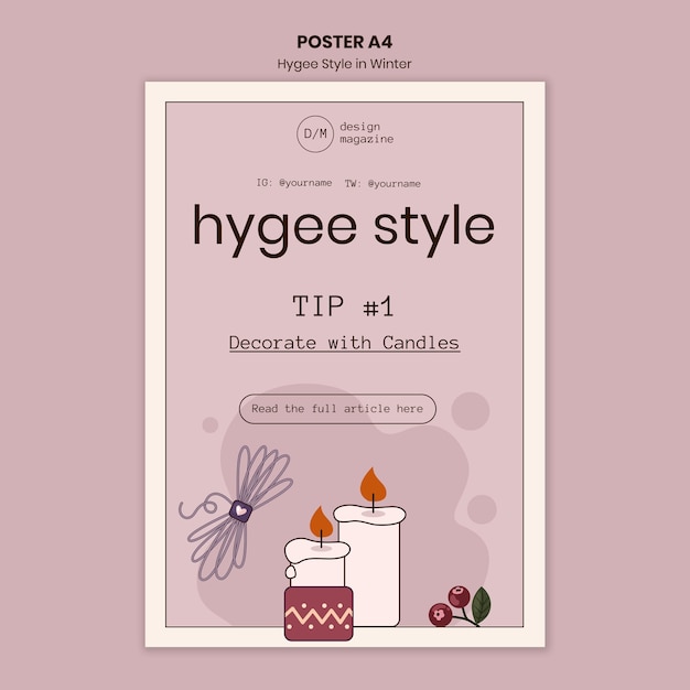 Modello di poster di decorazione in stile Hygge