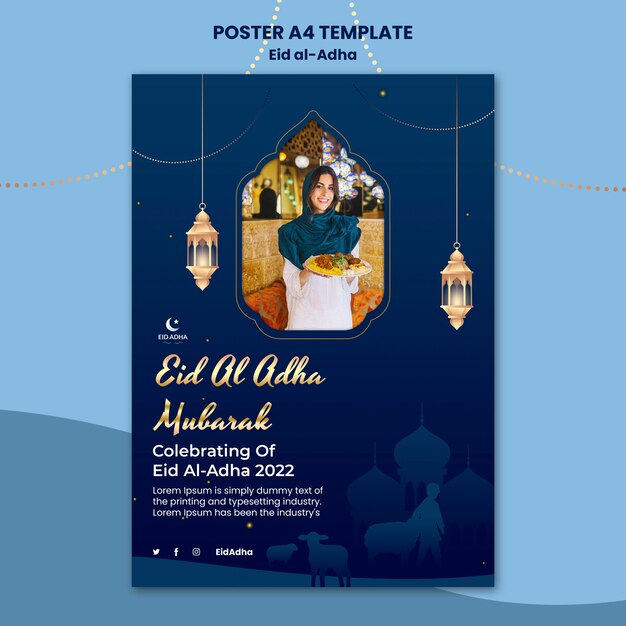 Modello di poster di design Eid al-adha