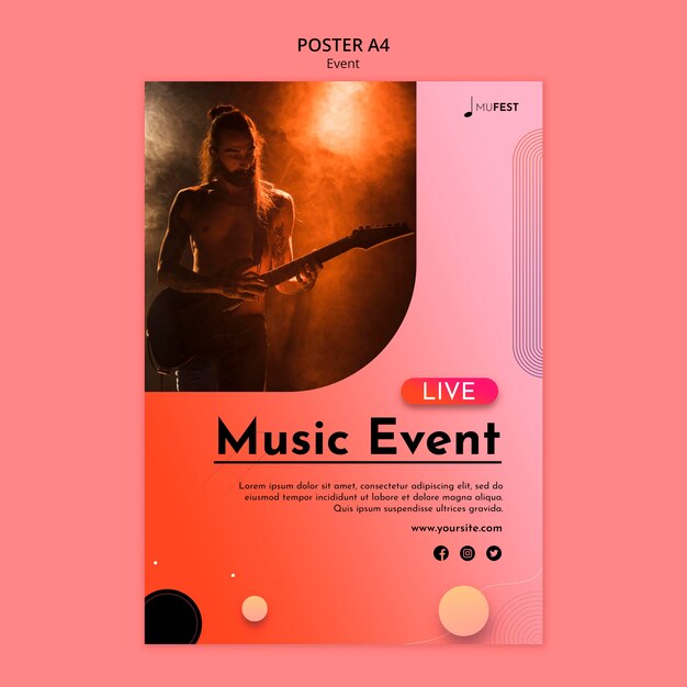 Modello di poster di eventi musicali