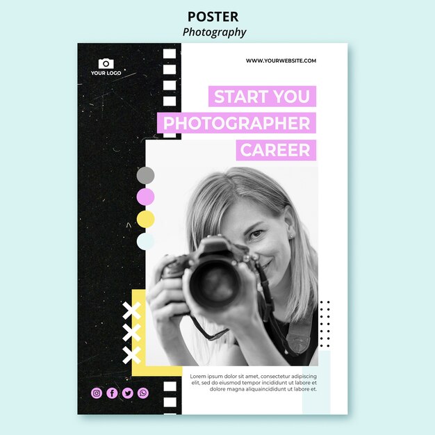 Modello di poster di fotografia creativa con foto