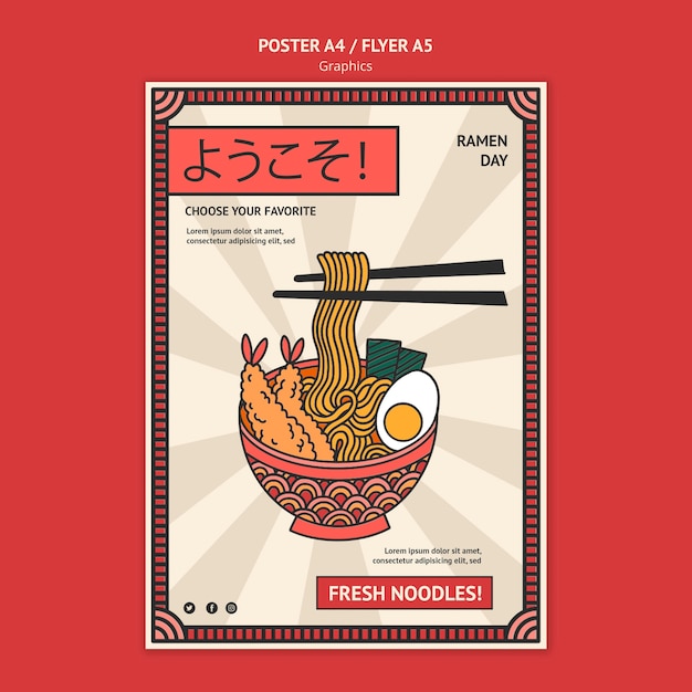 Modello di poster di grafica ramen