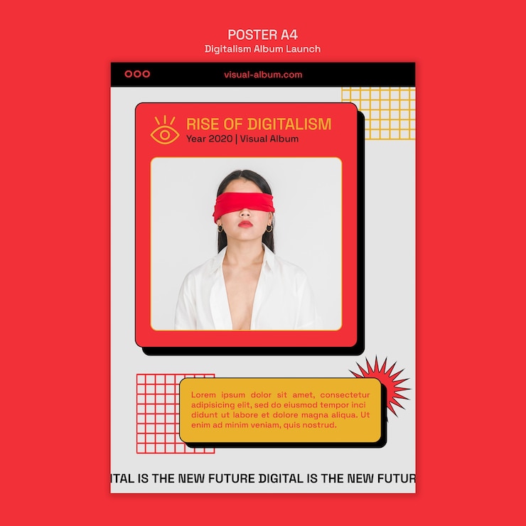 PSD gratuito modello di poster di lancio di album digitalismo con foto