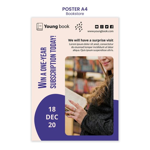 Modello di poster di libreria